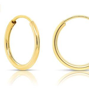 Solid 14k Gold 10mm Endless Huggies